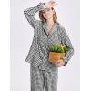 imageFlygo Womens Gingham Pajamas Sets Cotton Plaid Pjs Ruffled Sleeve Button Down Shirt Pants Y2k 2 Piece Lounge SetBlack