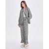 imageFlygo Womens Gingham Pajamas Sets Cotton Plaid Pjs Ruffled Sleeve Button Down Shirt Pants Y2k 2 Piece Lounge SetBlack
