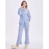 imageFlygo Womens Gingham Pajamas Sets Cotton Plaid Pjs Ruffled Sleeve Button Down Shirt Pants Y2k 2 Piece Lounge SetBlue