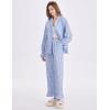 imageFlygo Womens Gingham Pajamas Sets Cotton Plaid Pjs Ruffled Sleeve Button Down Shirt Pants Y2k 2 Piece Lounge SetBlue