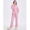 imageFlygo Womens Gingham Pajamas Sets Cotton Plaid Pjs Ruffled Sleeve Button Down Shirt Pants Y2k 2 Piece Lounge SetPink