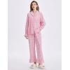 imageFlygo Womens Gingham Pajamas Sets Cotton Plaid Pjs Ruffled Sleeve Button Down Shirt Pants Y2k 2 Piece Lounge SetPink
