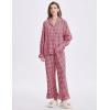 imageFlygo Womens Gingham Pajamas Sets Cotton Plaid Pjs Ruffled Sleeve Button Down Shirt Pants Y2k 2 Piece Lounge SetWine Red