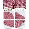 imageFlygo Womens Gingham Pajamas Sets Cotton Plaid Pjs Ruffled Sleeve Button Down Shirt Pants Y2k 2 Piece Lounge SetWine Red