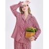 imageFlygo Womens Gingham Pajamas Sets Cotton Plaid Pjs Ruffled Sleeve Button Down Shirt Pants Y2k 2 Piece Lounge SetWine Red