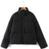 imageFlygo Womens Cropped Puffer Jacket Stand Collar Zip up Quilted Winter Down Jacket CoatBlack