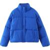 imageFlygo Womens Cropped Puffer Jacket Stand Collar Zip up Quilted Winter Down Jacket CoatBlue