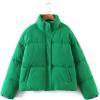 imageFlygo Womens Cropped Puffer Jacket Stand Collar Zip up Quilted Winter Down Jacket CoatGreen