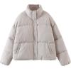 imageFlygo Womens Cropped Puffer Jacket Stand Collar Zip up Quilted Winter Down Jacket CoatKhaki