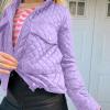 imageFlygo Womens Diamond Quilted Puffer Jacket Winter Lightweight Crop Padded CoatPurple