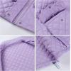 imageFlygo Womens Diamond Quilted Puffer Jacket Winter Lightweight Crop Padded CoatPurple