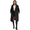 imageFlygo Womens Long Pea Coat Double Breasted Notch Lapel Trench Coat Office Work Peacoat Jacket Dress CoatBlackS