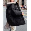 imageFlygo Womens Winter Casual Quilted Puffer Down Coats FullZip Hooded Mid Length Jacket OuterwearBlack