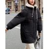 imageFlygo Womens Winter Casual Quilted Puffer Down Coats FullZip Hooded Mid Length Jacket OuterwearBlack