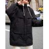 imageFlygo Womens Winter Casual Quilted Puffer Down Coats FullZip Hooded Mid Length Jacket OuterwearBlack