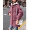 imageFlygo Womens Winter Casual Quilted Puffer Down Coats FullZip Hooded Mid Length Jacket OuterwearBrick Red