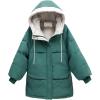 imageFlygo Womens Winter Casual Quilted Puffer Down Coats FullZip Hooded Mid Length Jacket OuterwearGreen