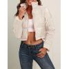 imageFlygo Womens Winter Cropped Puffer Jacket Zip Up Stand Collar Quilted Padded CoatApricot