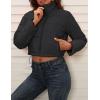 imageFlygo Womens Winter Cropped Puffer Jacket Zip Up Stand Collar Quilted Padded CoatBlack
