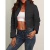 imageFlygo Womens Winter Cropped Puffer Jacket Zip Up Stand Collar Quilted Padded CoatBlack