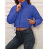 imageFlygo Womens Winter Cropped Puffer Jacket Zip Up Stand Collar Quilted Padded CoatBlue
