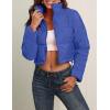 imageFlygo Womens Winter Cropped Puffer Jacket Zip Up Stand Collar Quilted Padded CoatBlue