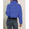 imageFlygo Womens Winter Cropped Puffer Jacket Zip Up Stand Collar Quilted Padded CoatBlue