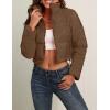 imageFlygo Womens Winter Cropped Puffer Jacket Zip Up Stand Collar Quilted Padded CoatBrown