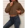 imageFlygo Womens Winter Cropped Puffer Jacket Zip Up Stand Collar Quilted Padded CoatBrown