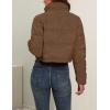 imageFlygo Womens Winter Cropped Puffer Jacket Zip Up Stand Collar Quilted Padded CoatBrown