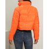 imageFlygo Womens Winter Cropped Puffer Jacket Zip Up Stand Collar Quilted Padded CoatOrange