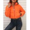 imageFlygo Womens Winter Cropped Puffer Jacket Zip Up Stand Collar Quilted Padded CoatOrange