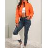 imageFlygo Womens Winter Cropped Puffer Jacket Zip Up Stand Collar Quilted Padded CoatOrange