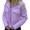 imageFlygo Womens Diamond Quilted Puffer Jacket Winter Lightweight Crop Padded CoatPurple