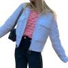 imageFlygo Womens Diamond Quilted Puffer Jacket Winter Lightweight Crop Padded CoatWhite