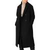 imageFlygo Womens Long Pea Coat Double Breasted Notch Lapel Trench Coat Office Work Peacoat Jacket Dress CoatBlackS