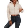 imageFlygo Womens Winter Cropped Puffer Jacket Zip Up Stand Collar Quilted Padded CoatApricot