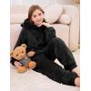 imageFlygo Girls Fleece Jumpsuits Fuzzy Hooded Rompers Kids Zip up Onesie Romper Costume Warm Winter Clothes 514 YearsBlack