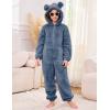 imageFlygo Girls Fleece Jumpsuits Fuzzy Hooded Rompers Kids Zip up Onesie Romper Costume Warm Winter Clothes 514 YearsNavy