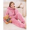imageFlygo Girls Fleece Jumpsuits Fuzzy Hooded Rompers Kids Zip up Onesie Romper Costume Warm Winter Clothes 514 YearsPink