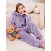 imageFlygo Girls Fleece Jumpsuits Fuzzy Hooded Rompers Kids Zip up Onesie Romper Costume Warm Winter Clothes 514 YearsPurple