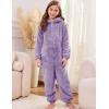imageFlygo Girls Fleece Jumpsuits Fuzzy Hooded Rompers Kids Zip up Onesie Romper Costume Warm Winter Clothes 514 YearsPurple