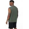 imageFlygo Mens Sleeveless Workout Tank Tops Cotton Cut Off Muscle T Shirts Acid Wash Loose Running Gym TeesArmy Green