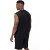 imageFlygo Mens Sleeveless Workout Tank Tops Cotton Cut Off Muscle T Shirts Acid Wash Loose Running Gym TeesBlack