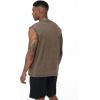 imageFlygo Mens Sleeveless Workout Tank Tops Cotton Cut Off Muscle T Shirts Acid Wash Loose Running Gym TeesBlackcoffeeapricot