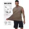 imageFlygo Mens Sleeveless Workout Tank Tops Cotton Cut Off Muscle T Shirts Acid Wash Loose Running Gym TeesBlackcoffeegrey