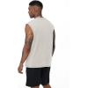 imageFlygo Mens Sleeveless Workout Tank Tops Cotton Cut Off Muscle T Shirts Acid Wash Loose Running Gym TeesBlackgreyapricot