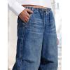 imageFlygo Womens Blue High Rise Loose Denim Ankle Length Drawstring Jeans Large