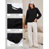 imageFlygo Womens Winter Sherpa Sweatshirt Fleece Lined Crewneck Pullover for Loungewear Streetwear TopBlack