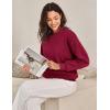 imageFlygo Womens Winter Sherpa Sweatshirt Fleece Lined Crewneck Pullover for Loungewear Streetwear TopWine